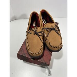 Staheekum Mens Sz 12 Trapper Flannel Lined Leather Moccasins Slippers Shoes New